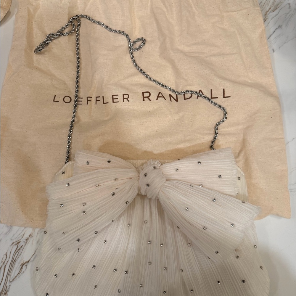 Loeffler Randall Cream Beaded Bow Clutch